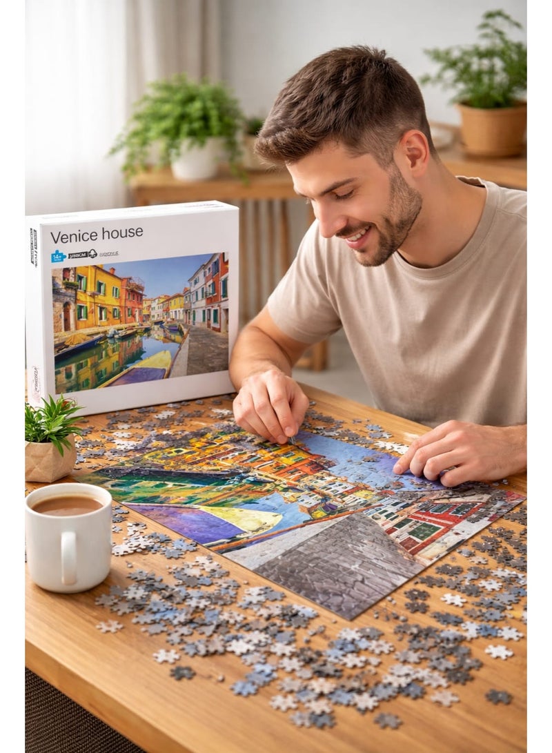 Venice Colorful Houses Canal Scene 1000 Pieces Jigsaw Puzzle (70×50 cm) - Image 2